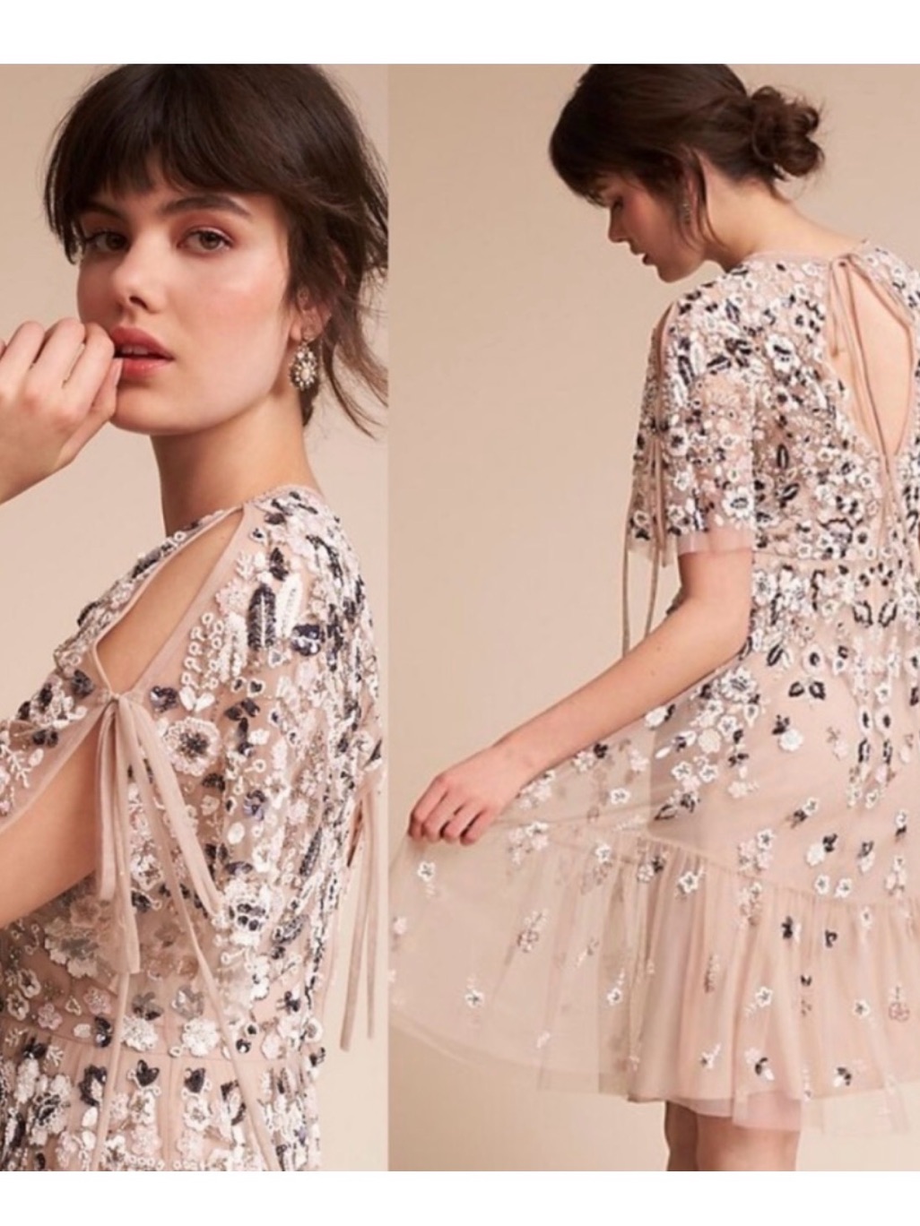 Needle & Thread Nude Tulle Midi Dress — image 6 of 6